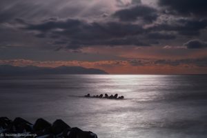 7023 Winter Landscape, Sunset, Tetrapods, Hokkaido, Japan