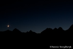 1303 Moonset with star burst, Grand Teton, Grand Teton National Park, WY