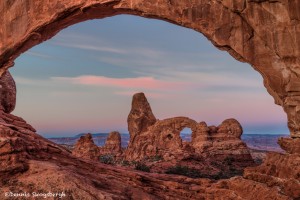 4399 Sunrise, Turret Arch Through North Window, Arches NP, UT