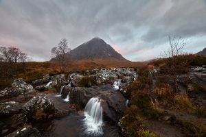 7165 Sunrise, Buachaillie Etive Mor, Waterfall, Glencoe, Scotland